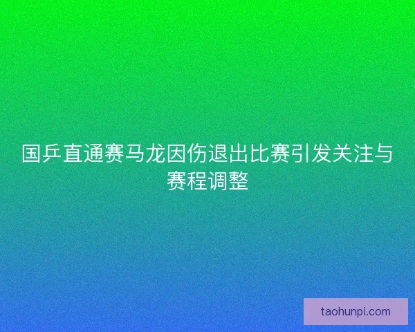 国乒直通赛马龙因伤退出比赛引发关注与赛程调整