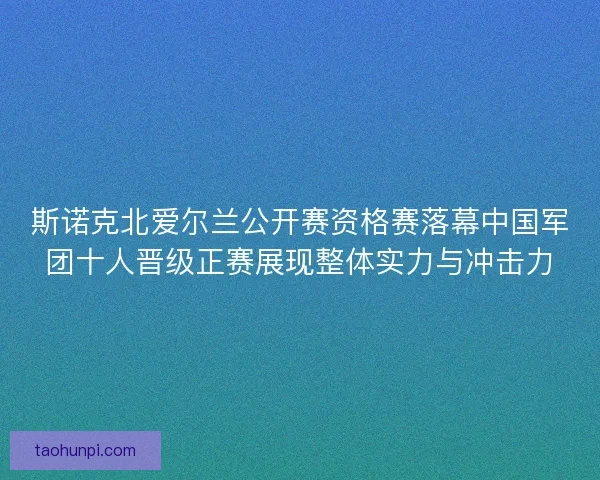 斯诺克北爱尔兰公开赛资格赛落幕中国军团十人晋级正赛展现整体实力与冲击力