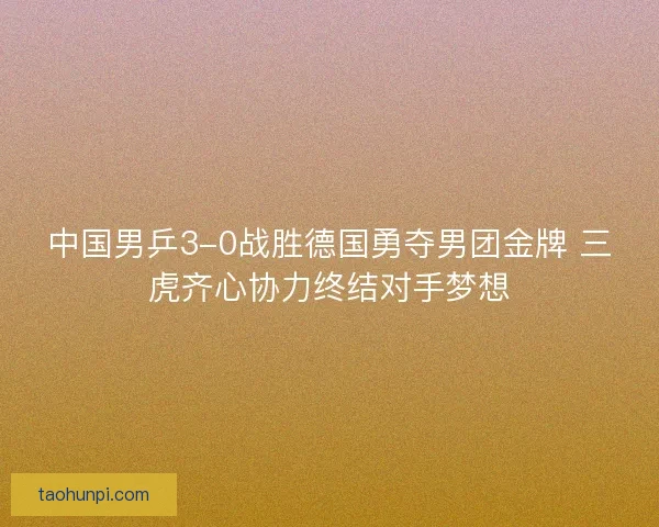 中国男乒3-0战胜德国勇夺男团金牌 三虎齐心协力终结对手梦想