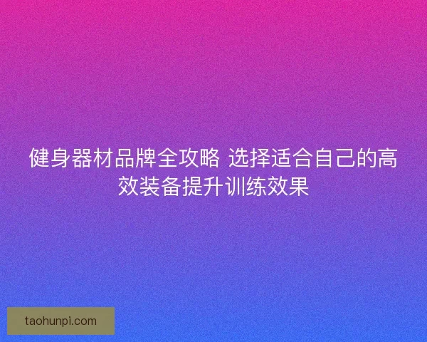 健身器材品牌全攻略 选择适合自己的高效装备提升训练效果
